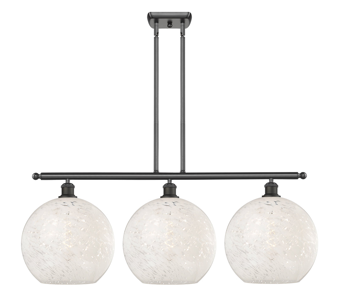 Innovations Lighting White Mouchette 12" Island Light - Oil Rubbed Bronze Linear Chandeliers Innovations Lighting White Mouchette ; Glass Type: White  