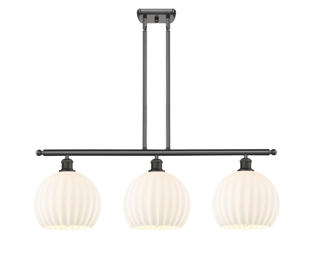 Innovations Lighting White Venetian 10" Island Light - Oil Rubbed Bronze Linear Chandeliers Innovations Lighting White Venetian ; Glass Type: White  