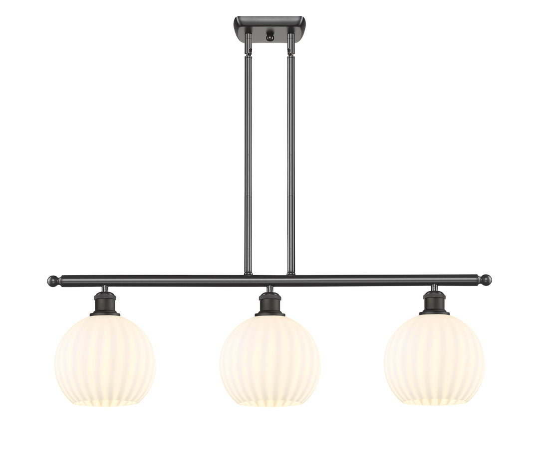 Innovations Lighting White Venetian 8" Island Light - Oil Rubbed Bronze Linear Chandeliers Innovations Lighting   