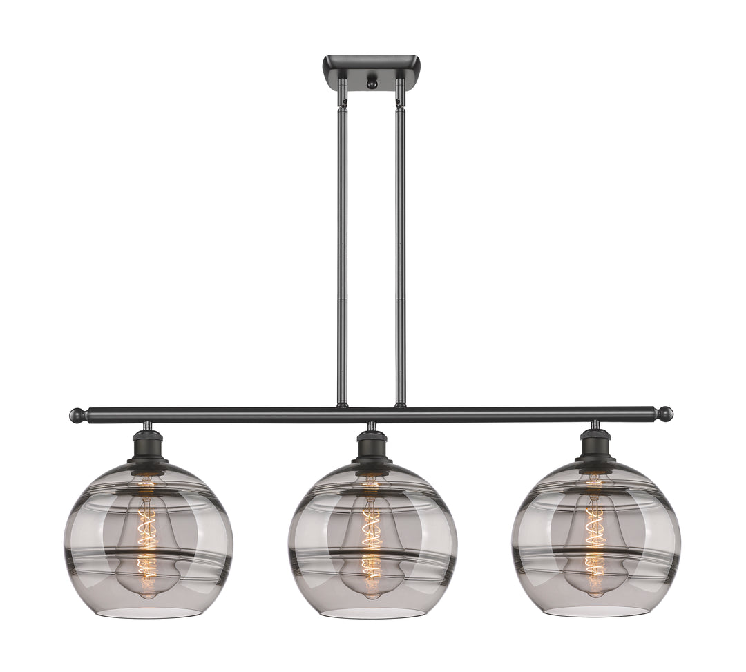 Innovations Lighting Rochester 10" Island Light - Oil Rubbed Bronze Linear Chandeliers Innovations Lighting Light Smoke ; Glass Type: Smoked  