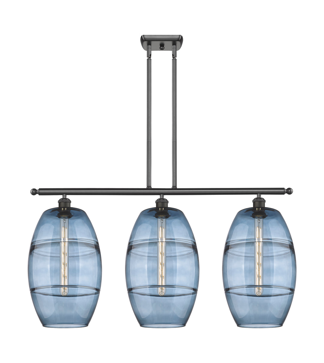 Innovations Lighting Vaz 10" Island Light - Oil Rubbed Bronze Linear Chandeliers Innovations Lighting Blue  ; Glass Type: Blue  