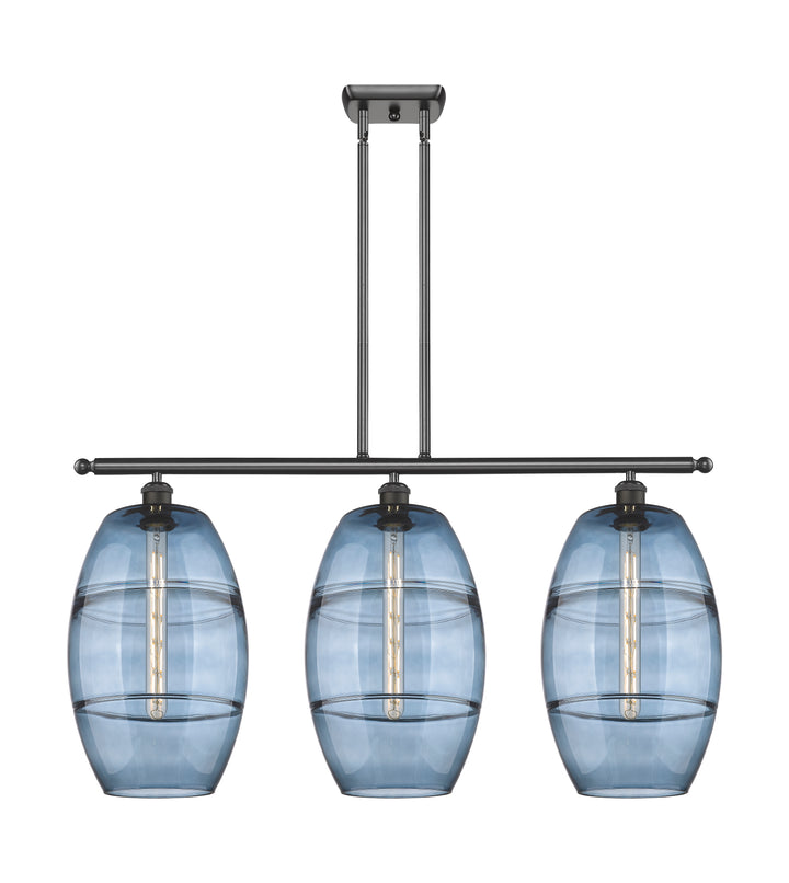 Innovations Lighting Vaz 10" Island Light - Oil Rubbed Bronze Linear Chandeliers Innovations Lighting Blue  ; Glass Type: Blue  