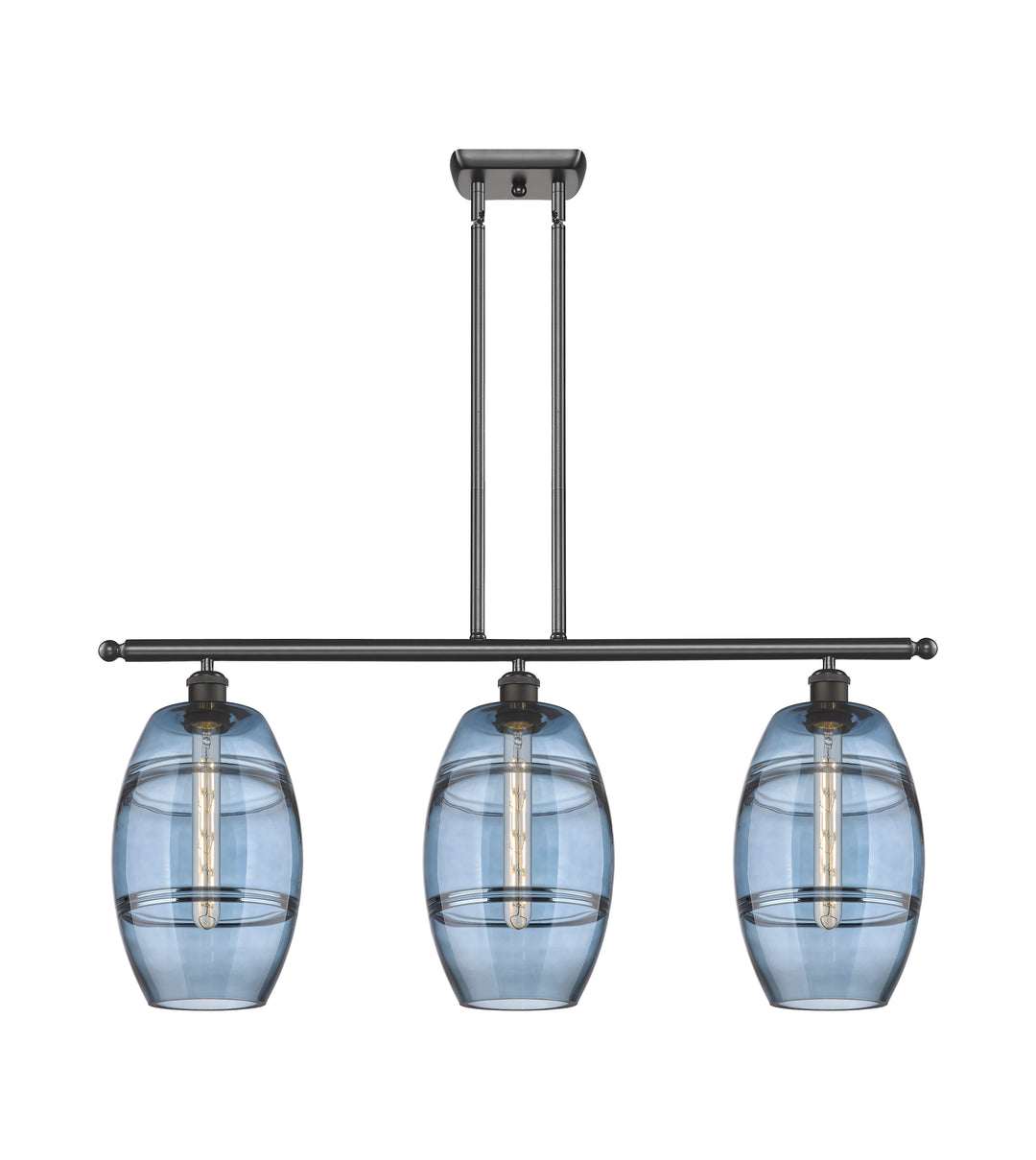 Innovations Lighting Vaz 8" Island Light - Oil Rubbed Bronze Linear Chandeliers Innovations Lighting Blue  ; Glass Type: Blue  