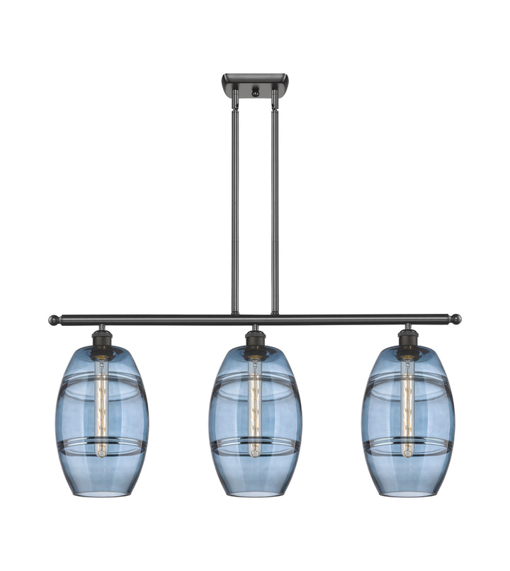 Innovations Lighting Vaz 8" Island Light - Oil Rubbed Bronze Linear Chandeliers Innovations Lighting Blue  ; Glass Type: Blue  