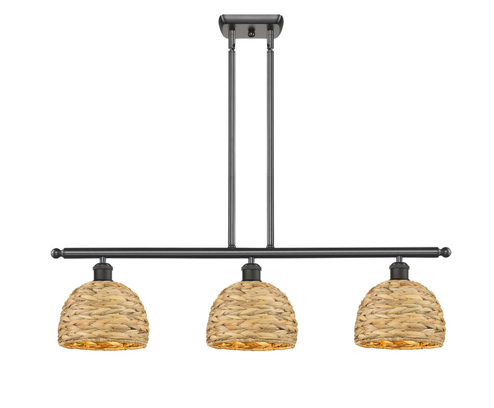 Innovations Lighting Woven Rattan 8" Island Light - Oil Rubbed Bronze Linear Chandeliers Innovations Lighting   