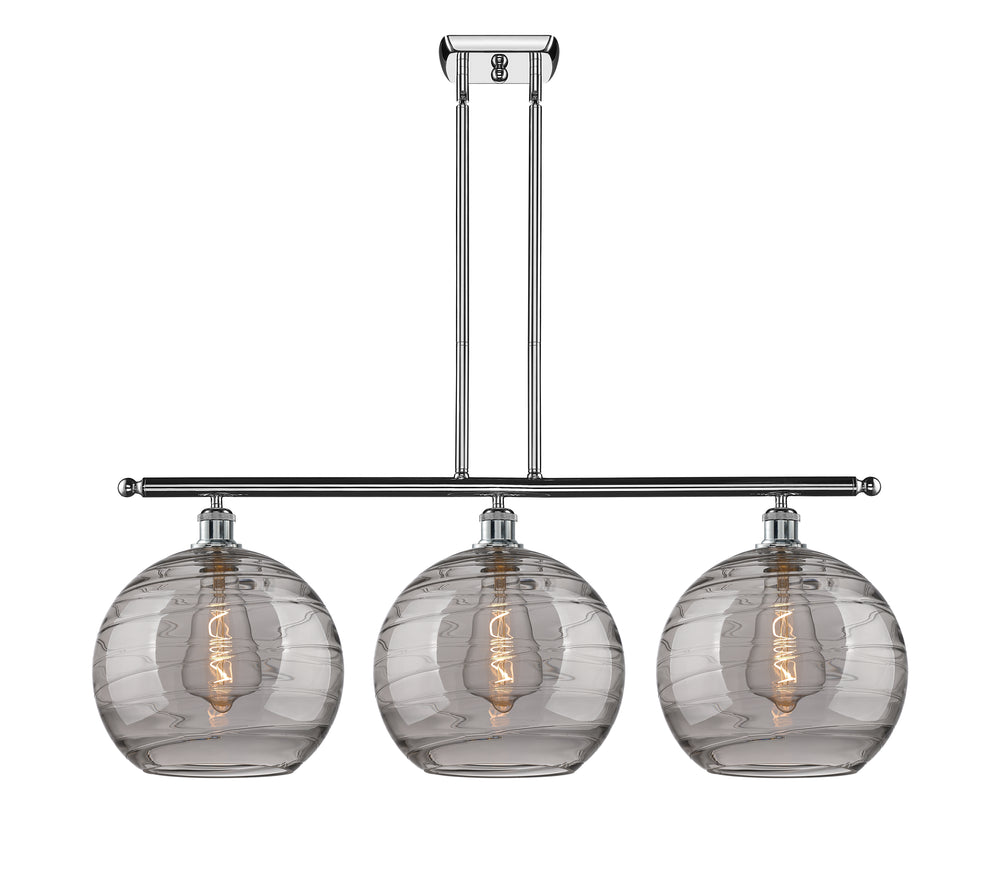 Innovations Lighting Athens Deco Swirl 12" Island Light - Polished Chrome Linear Chandeliers Innovations Lighting Light Smoke Deco Swirl ; Glass Type: Smoked  