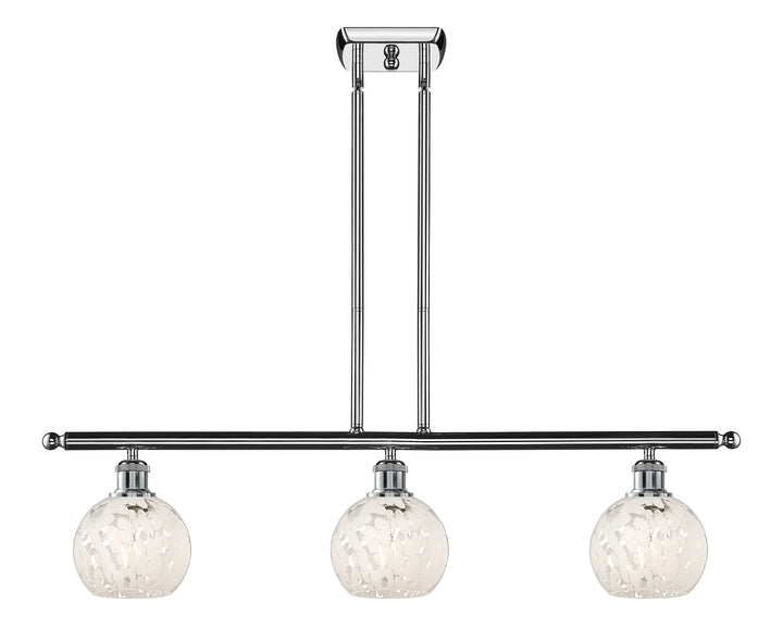 Innovations Lighting White Mouchette 6" Island Light - Polished Chrome Linear Chandeliers Innovations Lighting   