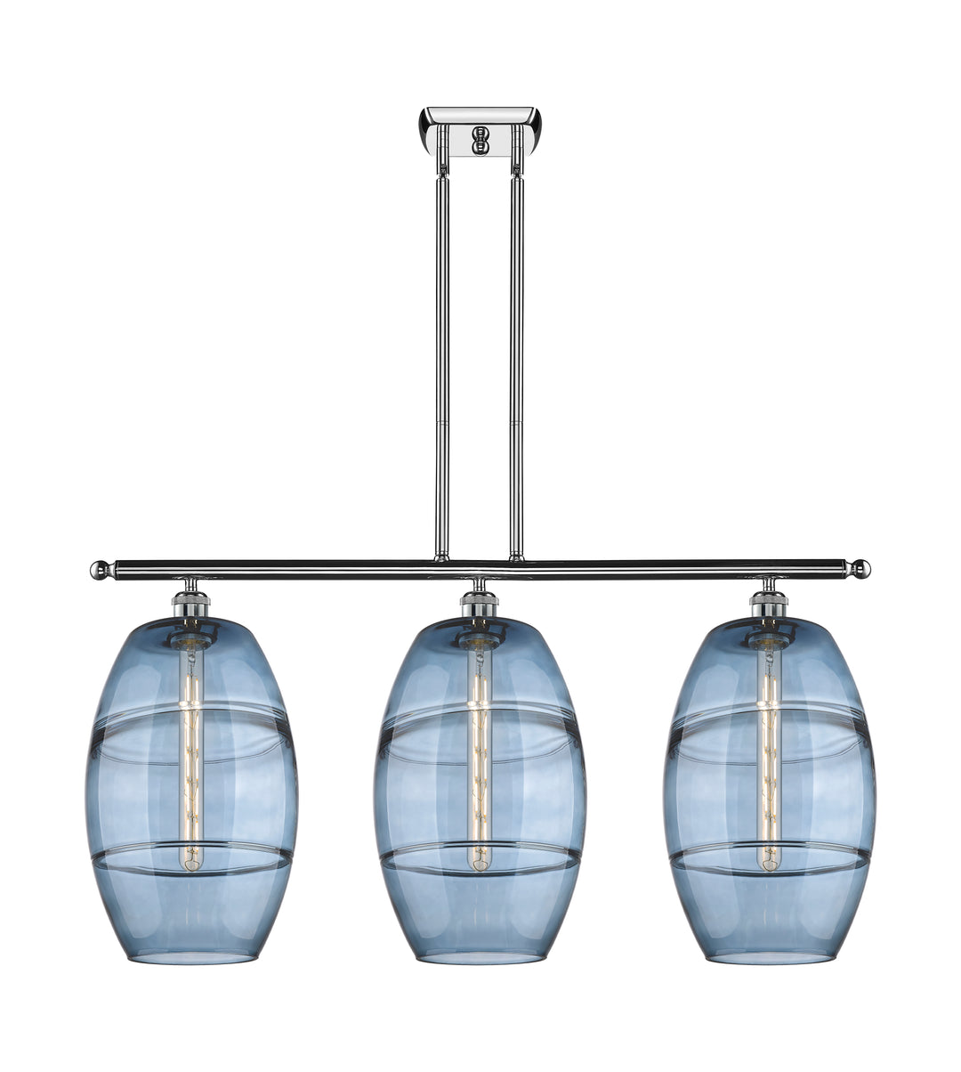 Innovations Lighting Vaz 10" Island Light - Polished Chrome Linear Chandeliers Innovations Lighting Blue  ; Glass Type: Blue  