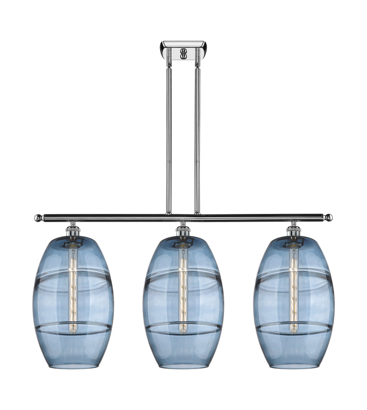 Innovations Lighting Vaz 10" Island Light - Polished Chrome Linear Chandeliers Innovations Lighting Blue  ; Glass Type: Blue  