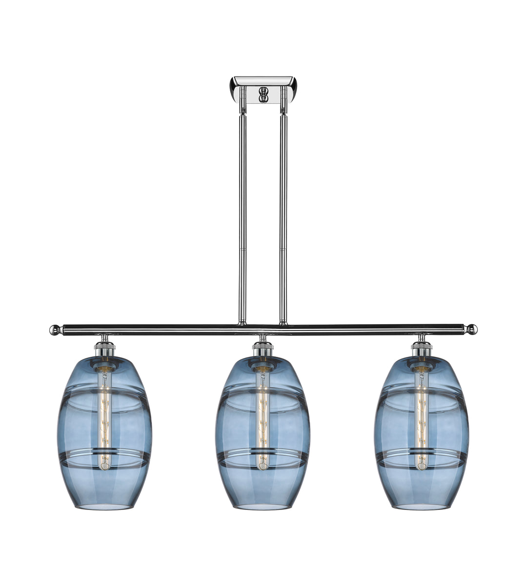 Innovations Lighting Vaz 8" Island Light - Polished Chrome Linear Chandeliers Innovations Lighting Blue  ; Glass Type: Blue  