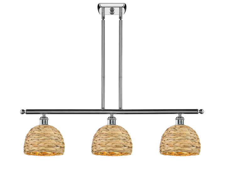 Innovations Lighting Woven Rattan 8" Island Light - Polished Chrome Linear Chandeliers Innovations Lighting   