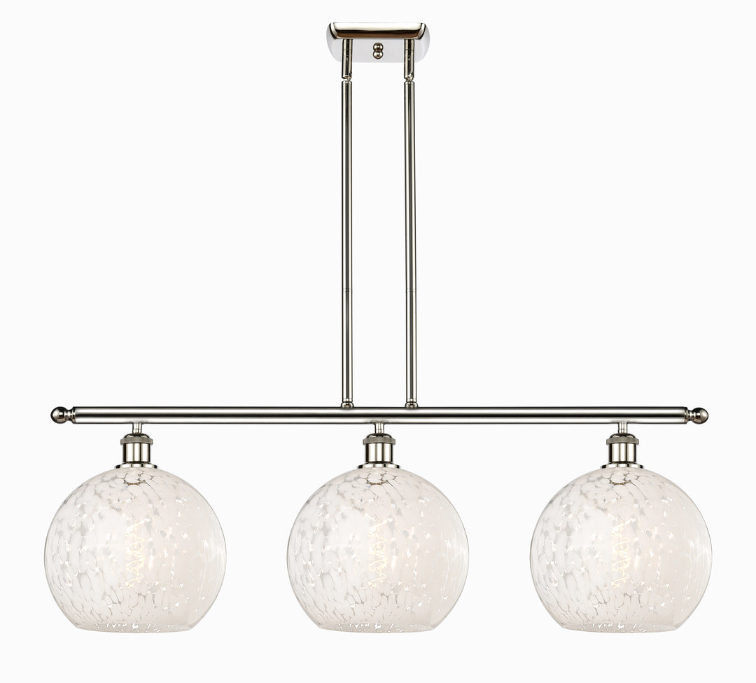 Innovations Lighting White Mouchette 10" Island Light - Polished Nickel Linear Chandeliers Innovations Lighting White Mouchette ; Glass Type: White  