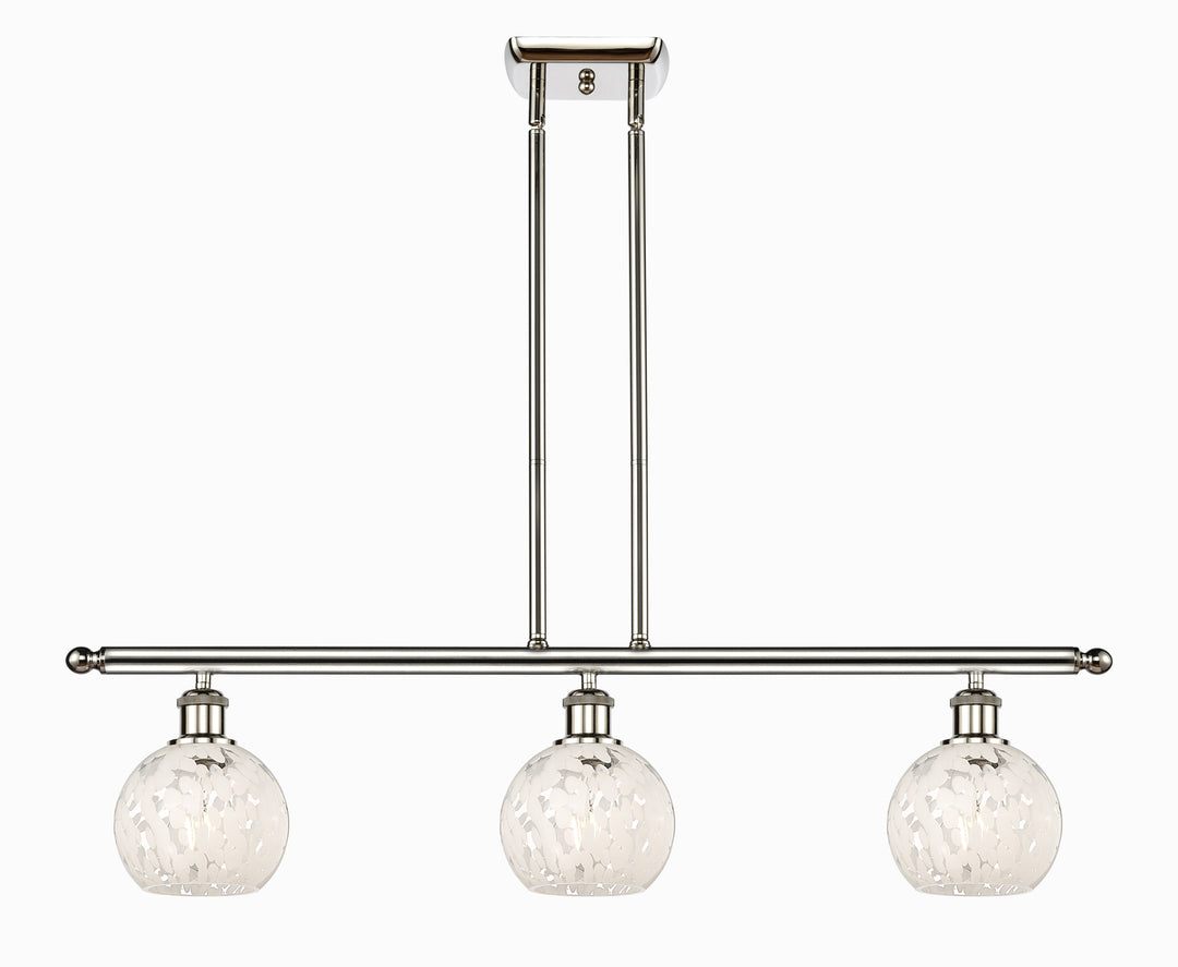 Innovations Lighting White Mouchette 6" Island Light - Polished Nickel Linear Chandeliers Innovations Lighting   