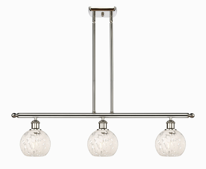 Innovations Lighting White Mouchette 6" Island Light - Polished Nickel Linear Chandeliers Innovations Lighting   