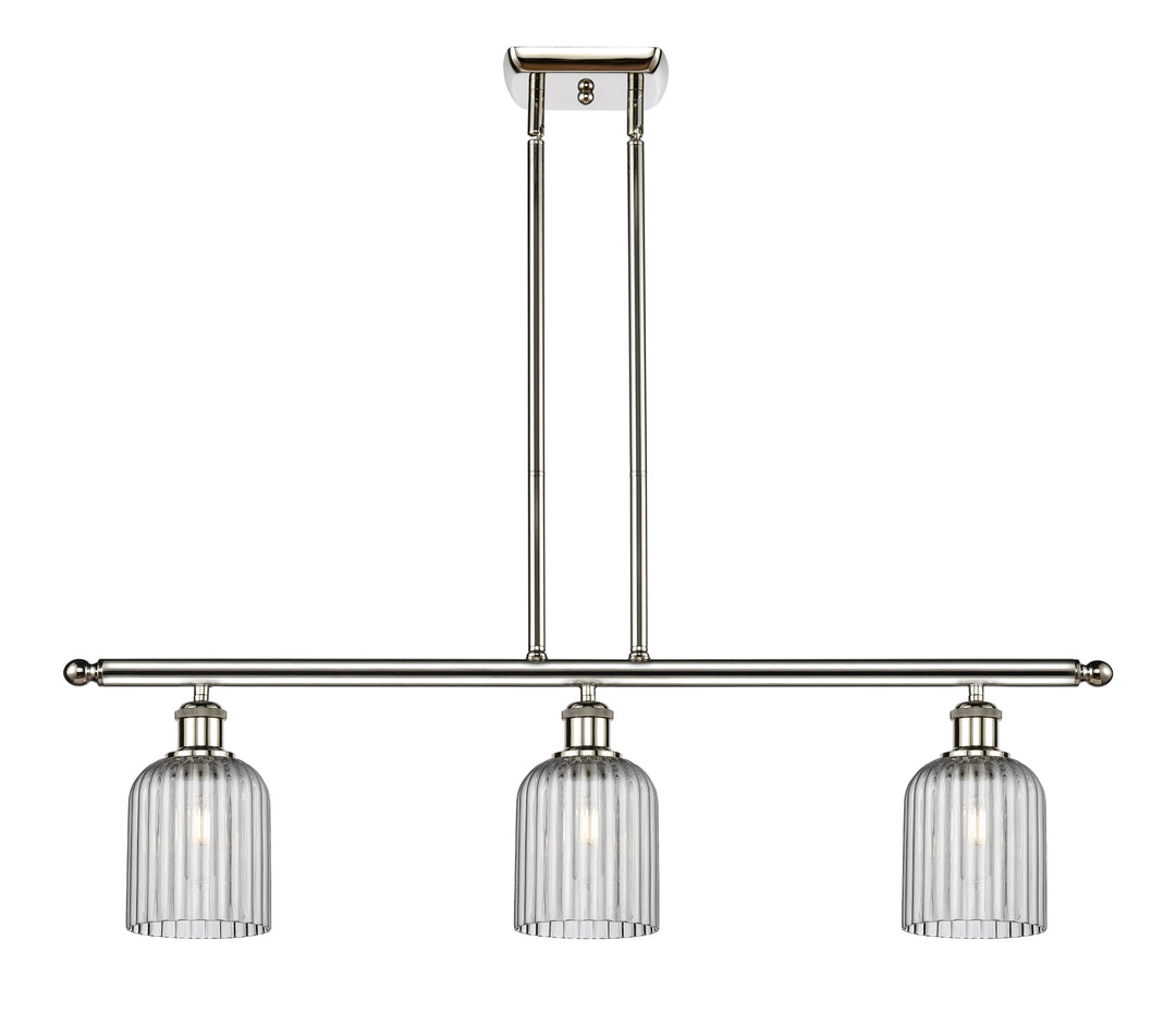 Innovations Lighting Bridal Veil 5" Island Light - Polished Nickel Linear Chandeliers Innovations Lighting Light Smoke ; Glass Type: Light Smoke; Ribbed  