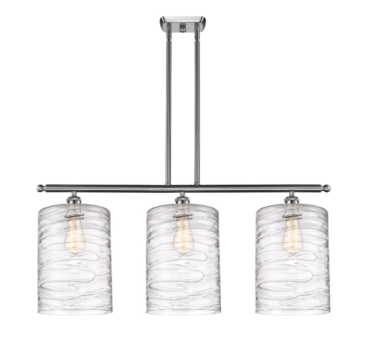 Innovations Lighting Cobbleskill 9" Island Light - Brushed Satin Nickel Linear Chandeliers Innovations Lighting Deco Swirl ; Glass Type: Clear  