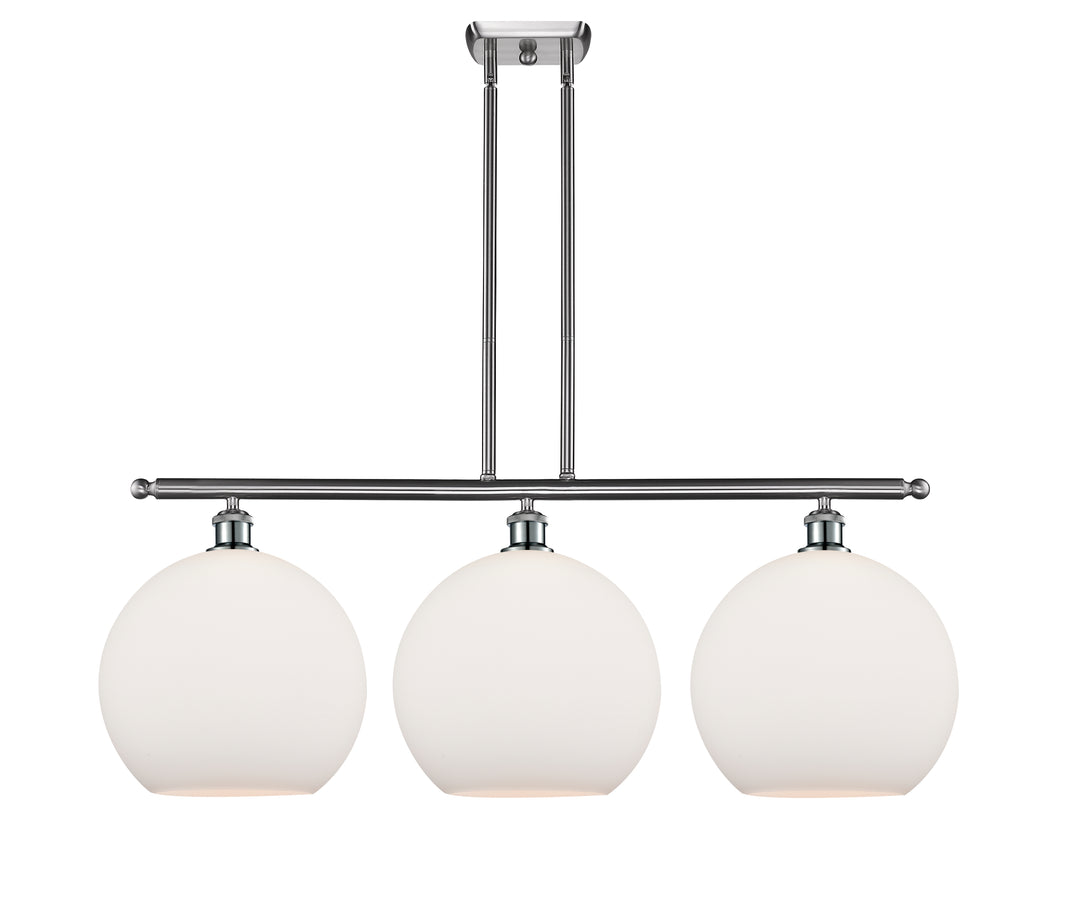 Innovations Lighting Athens 12" Island Light - Brushed Satin Nickel Linear Chandeliers Innovations Lighting Matte White ; Glass Type: White  