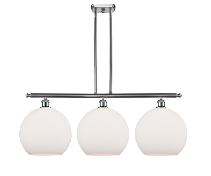 Innovations Lighting Athens 12" Island Light - Brushed Satin Nickel Linear Chandeliers Innovations Lighting Matte White ; Glass Type: White  