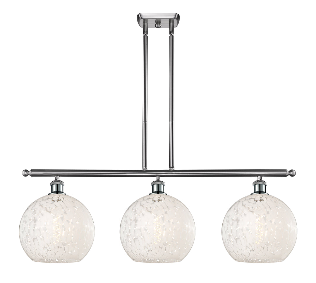 Innovations Lighting White Mouchette 10" Island Light - Brushed Satin Nickel Linear Chandeliers Innovations Lighting   