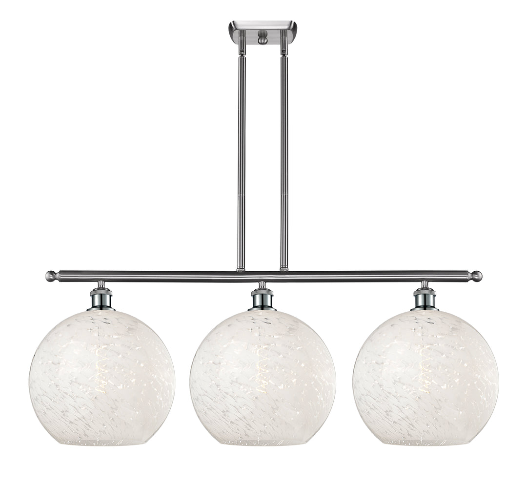 Innovations Lighting White Mouchette 12" Island Light - Brushed Satin Nickel Linear Chandeliers Innovations Lighting   