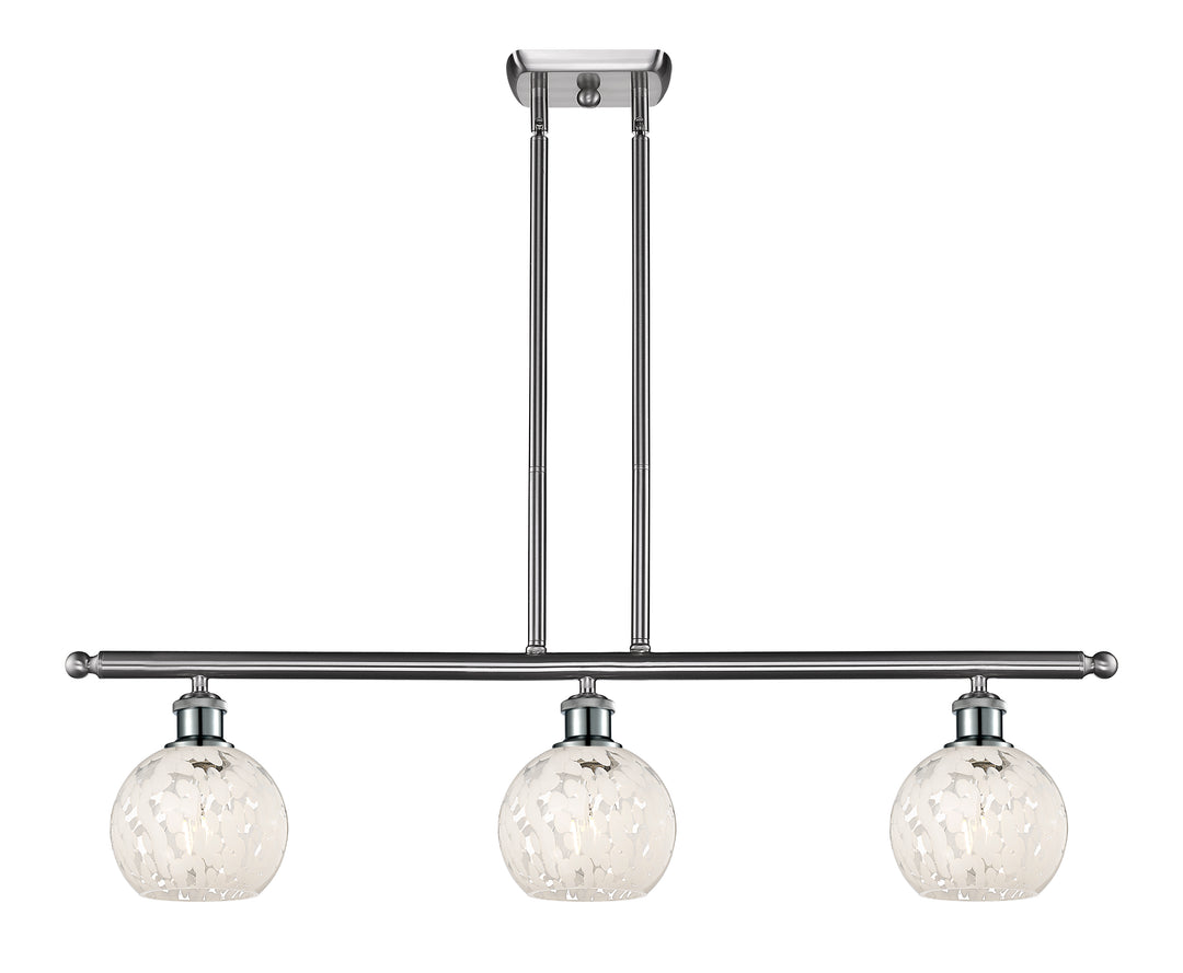 Innovations Lighting White Mouchette 6" Island Light - Brushed Satin Nickel Linear Chandeliers Innovations Lighting   