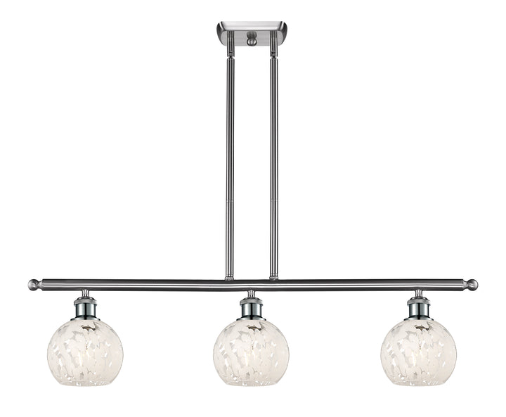 Innovations Lighting White Mouchette 6" Island Light - Brushed Satin Nickel Linear Chandeliers Innovations Lighting   