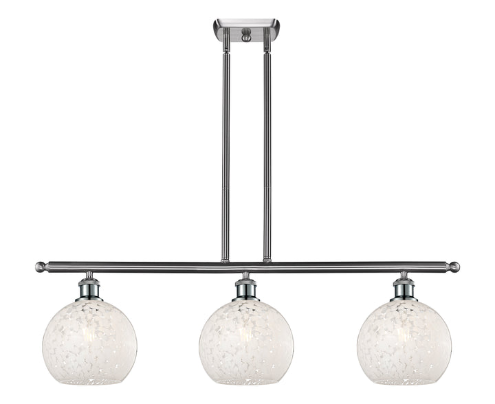 Innovations Lighting White Mouchette 8" Island Light - Brushed Satin Nickel Linear Chandeliers Innovations Lighting   