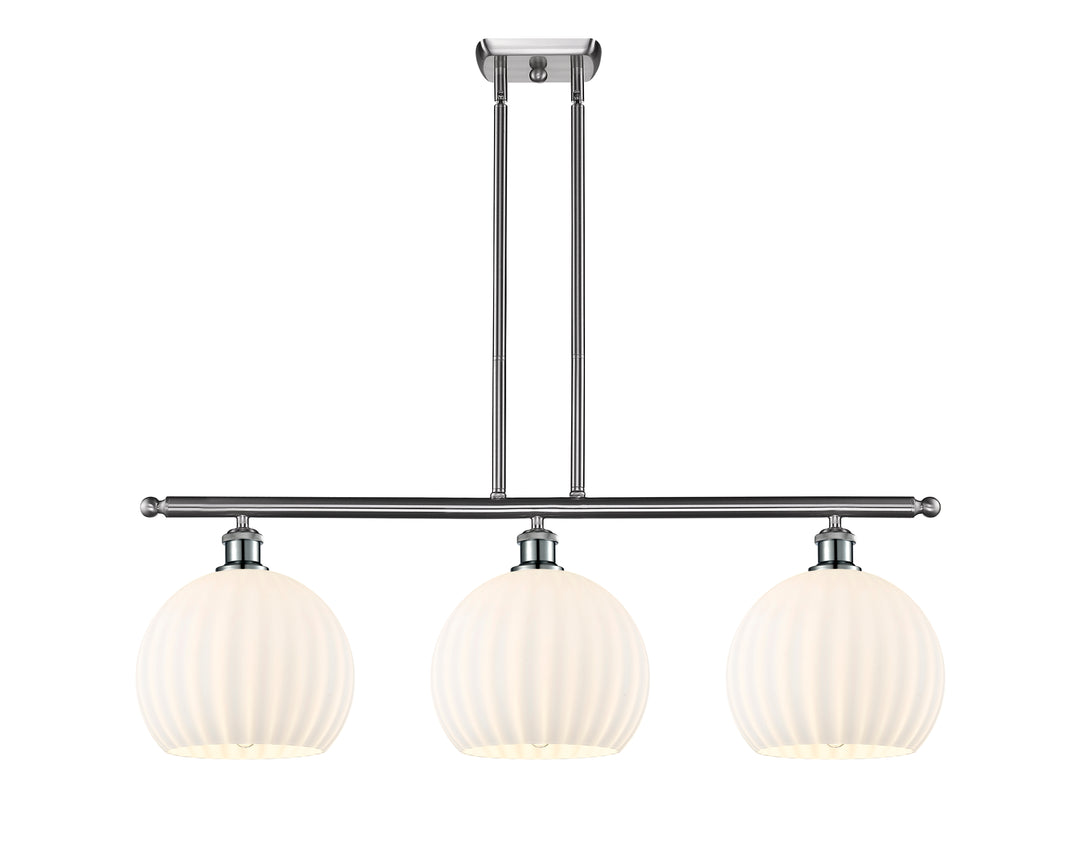 Innovations Lighting White Venetian 10" Island Light - Brushed Satin Nickel Linear Chandeliers Innovations Lighting   