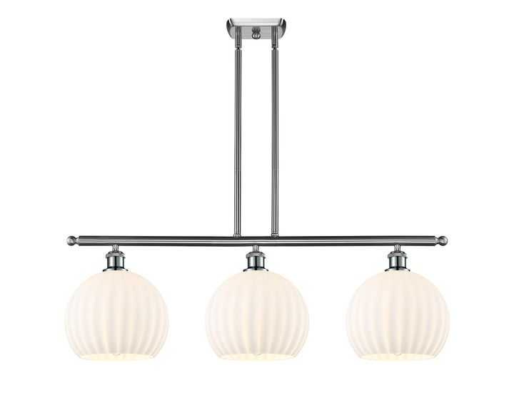 Innovations Lighting White Venetian 10" Island Light - Brushed Satin Nickel Linear Chandeliers Innovations Lighting   