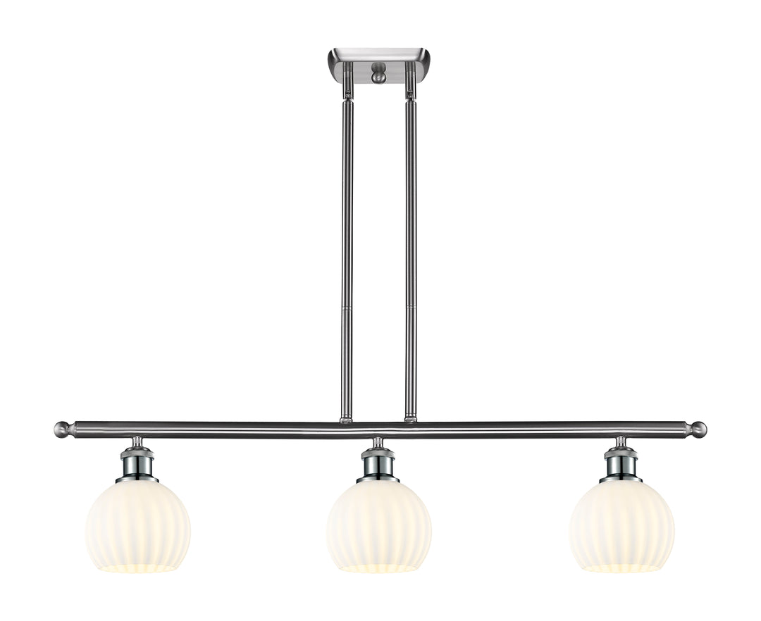 Innovations Lighting White Venetian 6" Island Light - Brushed Satin Nickel Linear Chandeliers Innovations Lighting   