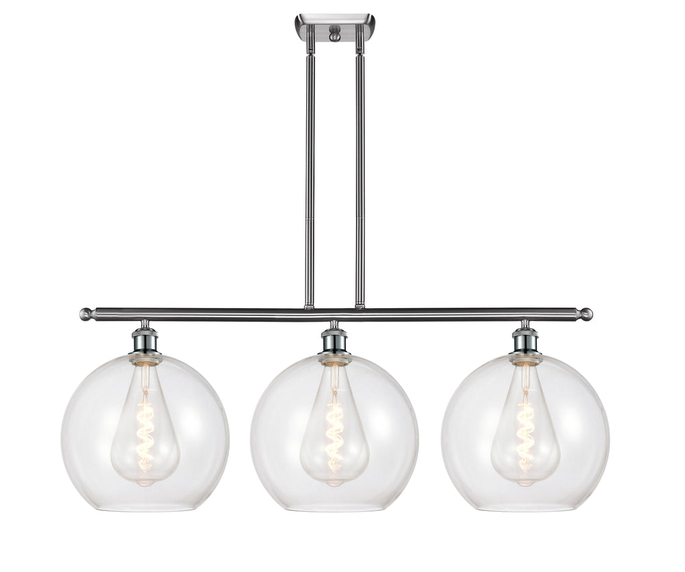 Innovations Lighting Athens 12" Island Light - Brushed Satin Nickel Linear Chandeliers Innovations Lighting Clear ; Glass Type: Clear  