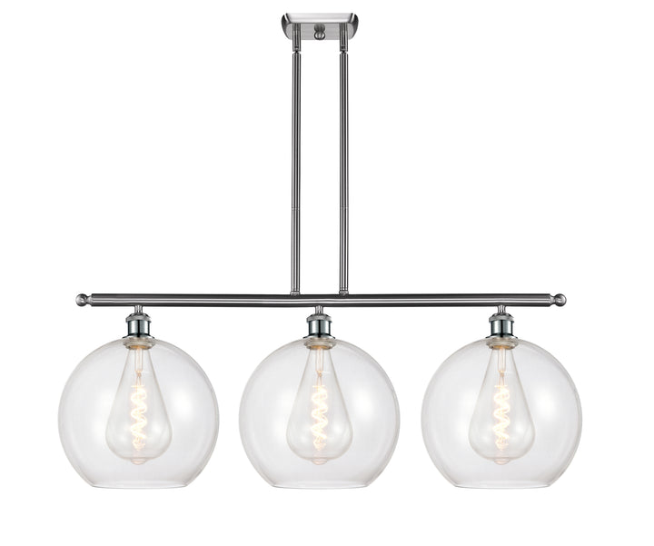 Innovations Lighting Athens 12" Island Light - Brushed Satin Nickel Linear Chandeliers Innovations Lighting Clear ; Glass Type: Clear  