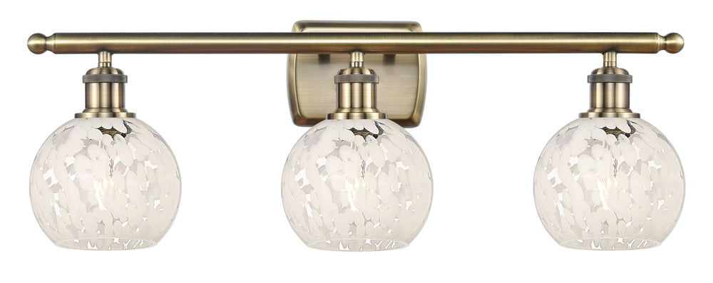 Innovations Lighting White Mouchette 6" Bath Vanity Light - Antique Brass Vanity Lights Innovations Lighting   