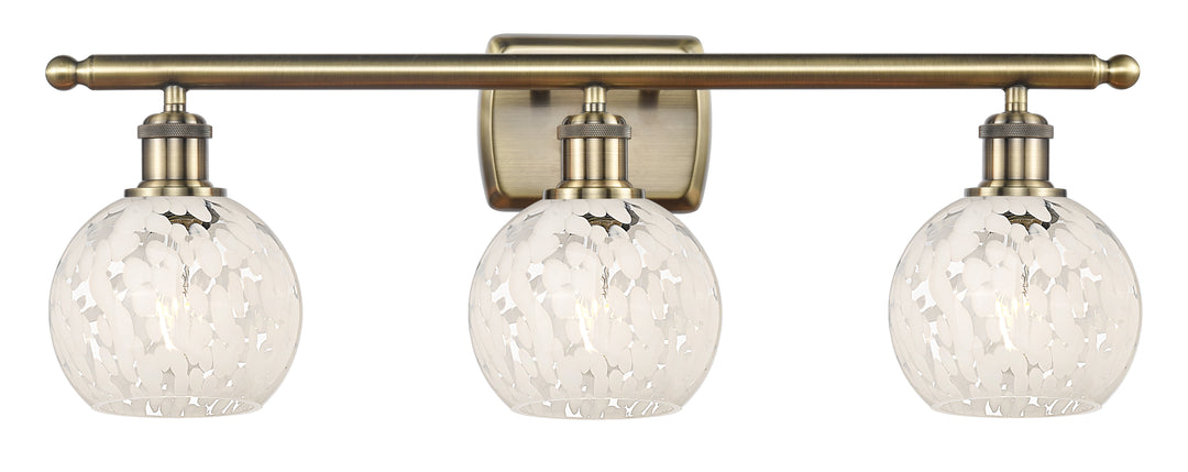 Innovations Lighting White Mouchette 6" Bath Vanity Light - Antique Brass Vanity Lights Innovations Lighting   