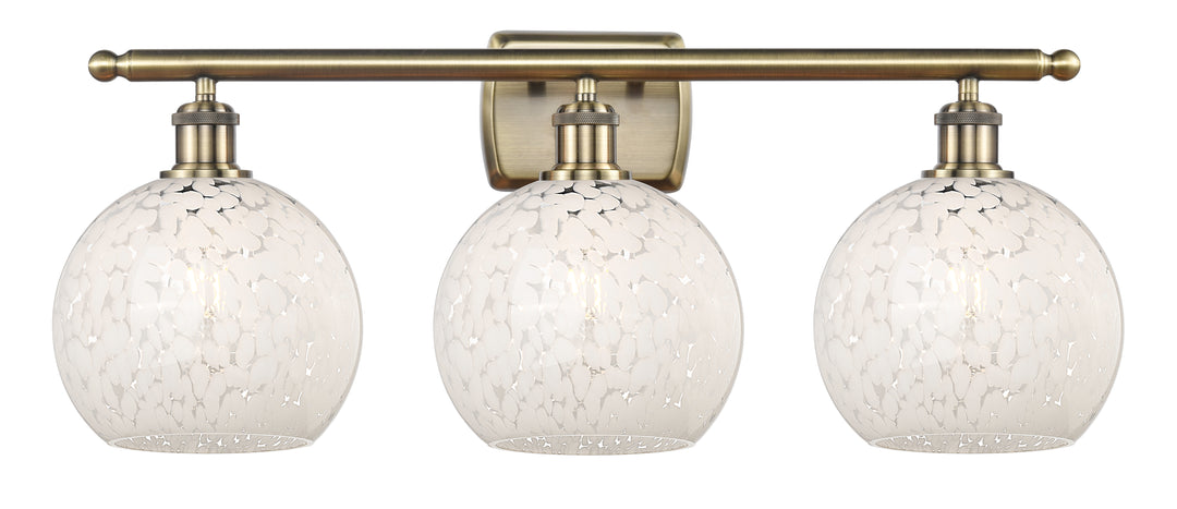 Innovations Lighting White Mouchette 8" Bath Vanity Light - Antique Brass Vanity Lights Innovations Lighting   