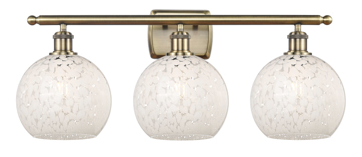 Innovations Lighting White Mouchette 8" Bath Vanity Light - Antique Brass Vanity Lights Innovations Lighting   