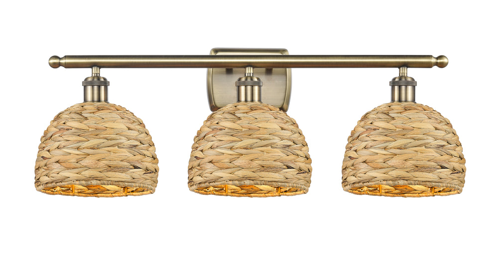 Innovations Lighting Woven Rattan 8" Bath Vanity Light - Antique Brass Vanity Lights Innovations Lighting Default Title  