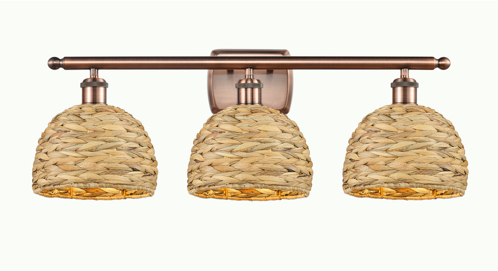 Innovations Lighting Woven Rattan 8" Bath Vanity Light - Antique Copper Vanity Lights Innovations Lighting   