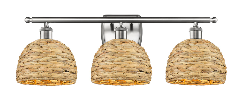 Innovations Lighting Woven Rattan 8" Bath Vanity Light - Satin Nickel Vanity Lights Innovations Lighting   