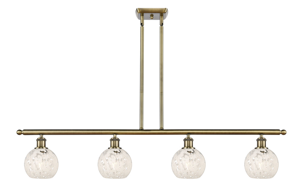 Innovations Lighting White Mouchette 6" Island Light - Antique Brass Linear Chandeliers Innovations Lighting White Mouchette ; Glass Type: White  