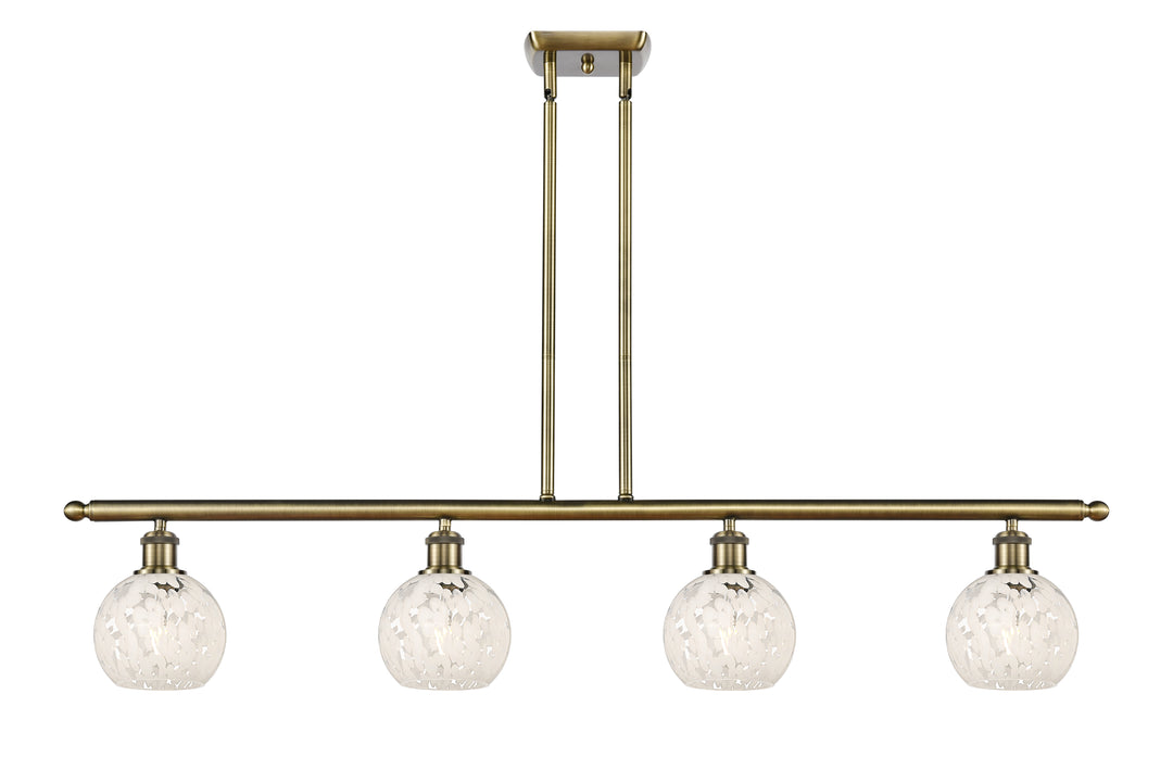 Innovations Lighting White Mouchette 6" Island Light - Antique Brass Linear Chandeliers Innovations Lighting White Mouchette ; Glass Type: White  