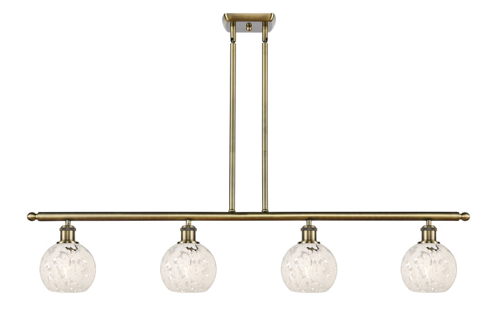 Innovations Lighting White Mouchette 6" Island Light - Antique Brass Linear Chandeliers Innovations Lighting White Mouchette ; Glass Type: White  