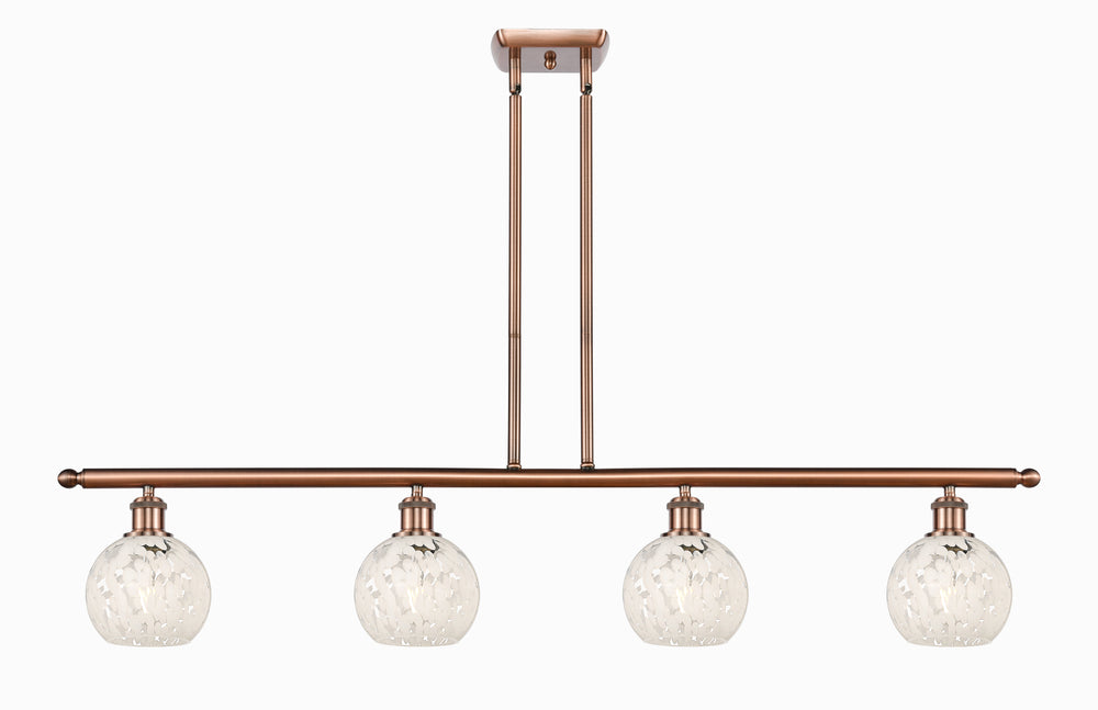 Innovations Lighting White Mouchette 6" Island Light - Antique Copper Linear Chandeliers Innovations Lighting White Mouchette ; Glass Type: White  