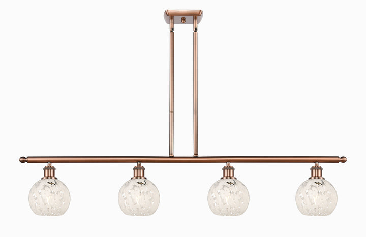 Innovations Lighting White Mouchette 6" Island Light - Antique Copper Linear Chandeliers Innovations Lighting White Mouchette ; Glass Type: White  