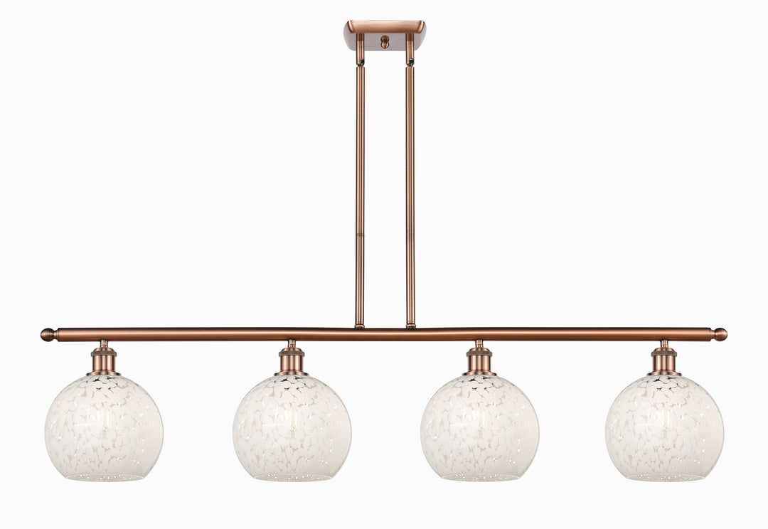 Innovations Lighting White Mouchette 8" Island Light - Antique Copper Linear Chandeliers Innovations Lighting White Mouchette ; Glass Type: White  