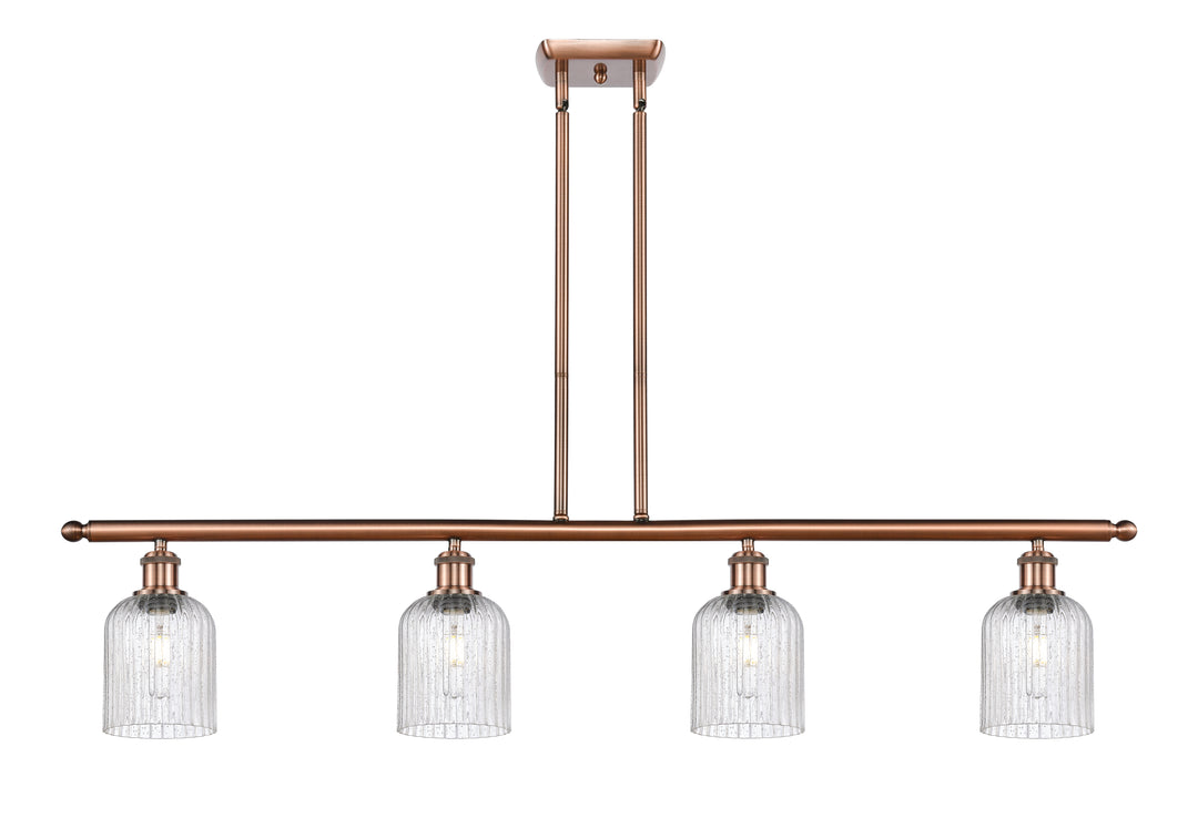 Innovations Lighting Bridal Veil 5" Island Light - Antique Copper Linear Chandeliers Innovations Lighting Seedy ; Glass Type: Seedy; Ribbed  