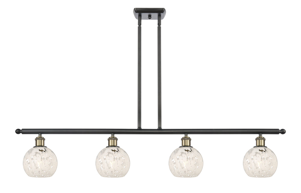 Innovations Lighting White Mouchette 6" Island Light - Black Antique Brass Linear Chandeliers Innovations Lighting White Mouchette ; Glass Type: White  