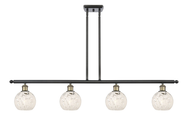 Innovations Lighting White Mouchette 6" Island Light - Black Antique Brass Linear Chandeliers Innovations Lighting White Mouchette ; Glass Type: White  