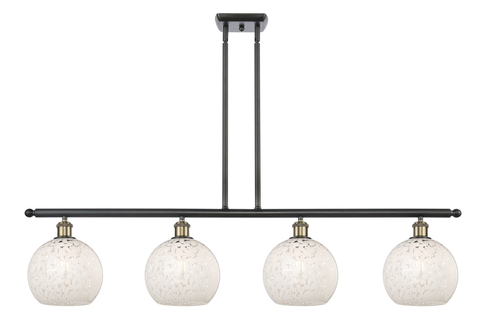 Innovations Lighting White Mouchette 8" Island Light - Black Antique Brass Linear Chandeliers Innovations Lighting White Mouchette ; Glass Type: White  