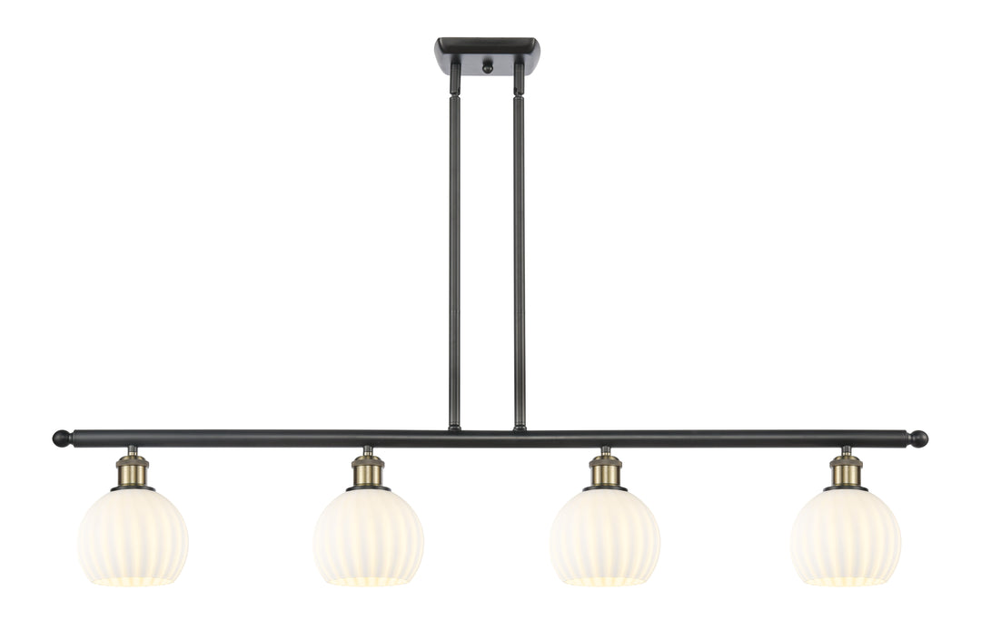 Innovations Lighting White Venetian 6" Island Light - Black Antique Brass Linear Chandeliers Innovations Lighting White Venetian ; Glass Type: White  